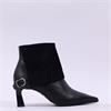 Hispanitas Paris Turn Up Heel Ankle Boot - Black Leather